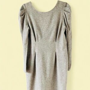 ASOS Gray Long-Sleeve Ponte Sheath Dress with Subtle Shoulder Pleats